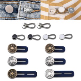 Botones Para Jeans De ExtensiÓN Ajustables, 12 Pack Botones Extensores Para Jeans Y Cuellos，6 Estilos, Extender InstantÁNeamente La Cintura De Los Pantalones, No Requiere Costura, Ajuste Perfecto
