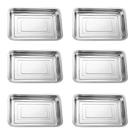 Uooglle Plant Germination Trays, Stainless Metal Tray Seed Sprouting Tray, Stainless Steel Plant Seed Starting Trays for Indoor and Greenhouse Gardening No Drain Holes(6PCS)