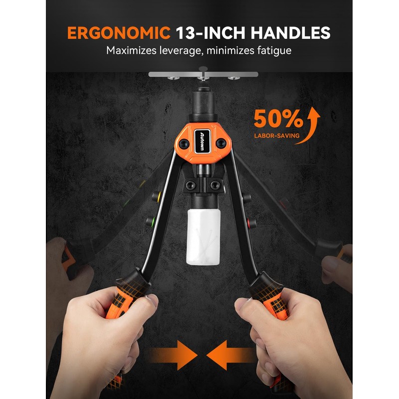 AUTOWN Professional Rivet Gun Kit with 5 Drill Bits &
