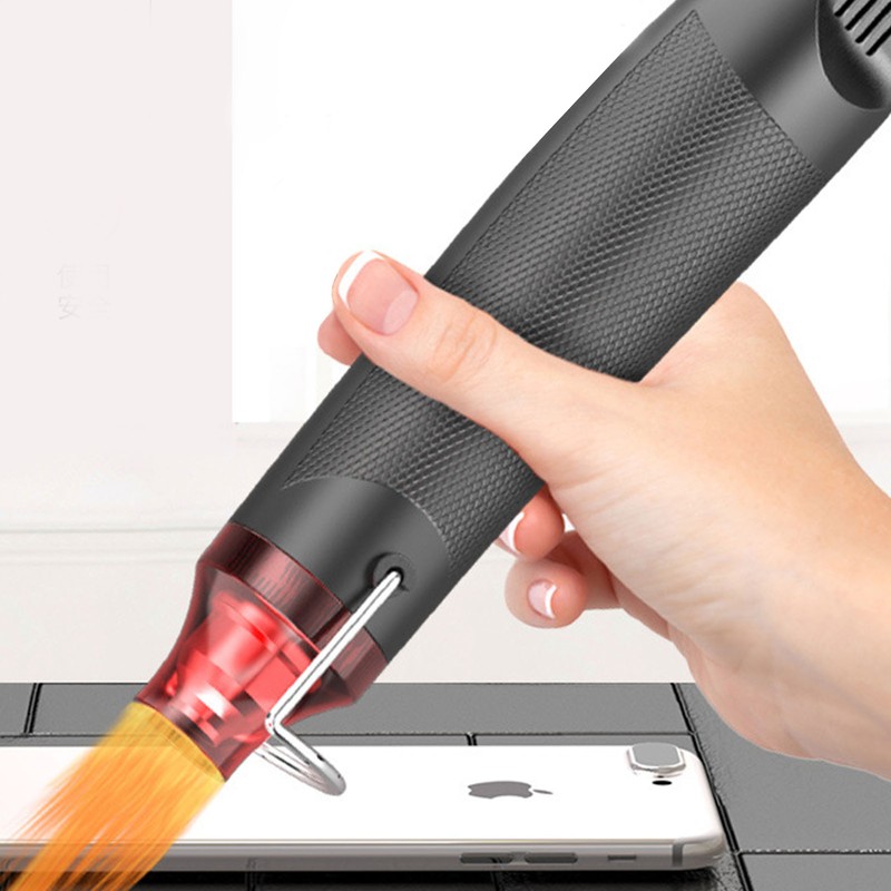 Mini Handheld Heat Gun Black Fast Heating Stainless Steel Outlet