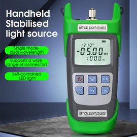 A-D1315 Optical Light Source, Optical Fiber Power Meter Single Mode Dual Wavelength 1310nm 1550nm 270Hz 1000Hz 2000Hz SC/FC/ST/LC Interface Fiber Optic Light Source with LED Lighting with LC Adapter
