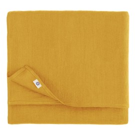 Linen & Cotton Tablecloth Table Linen Cloth Cover Hygge - 100% Linen, Mustard Yellow (100 x 100 cm) Square Small Table Cloth for Home Kitchen Coffee Dining Table Decoration Restaurant Hotel Summer
