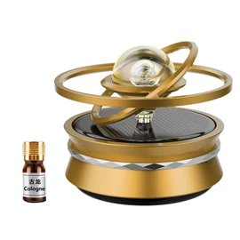 Car Aromatherapy Solar Energy Suspended Crystal Ball Rotating Car Aroma Diffuser for Ornaments Gifts Gold