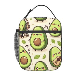 ainori Reusable Avocado Lunch Box for Kids, Insulated Cute Cartoon Fruit Bag,Polyester Cooler Food Lovers Handbags Case for School Picnic Work Travel Beach or Hiking, Gifts