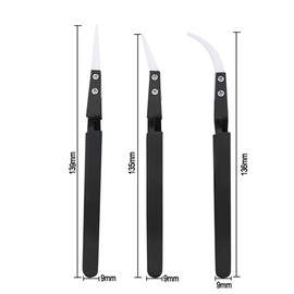 SeonFook 3pcs Non-Conductive Ceramic Tweezers Precision Stainless Steel Tweezers Heat Resistant Acid Resistant Anti-Static Curved Straight Tweezers Reverse Tweezers for Paper Craft Nail Accessories