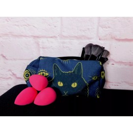 Unbranded Blue Cat Gothic Makeup Bag Aesthetic Organizer Brand New