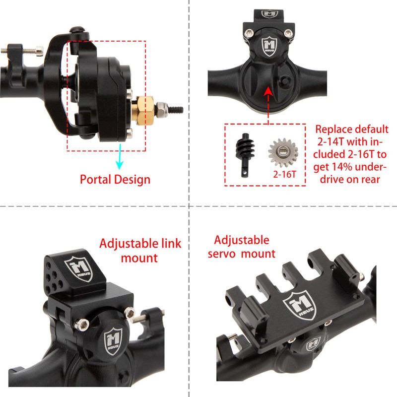 MEUS Racing +6.2mm SCX24 Portal Axles for Axial 1/24 SCX24