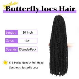Forevery Butterfly Locs Crochet Hair 30 Inch Distressed Locs Crochet Hair for Black Women 6 Packs Fairy Butterfly Locs (30 Inch-6 Packs-1B)