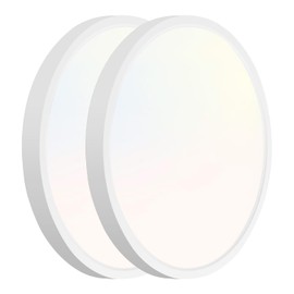 hykolity 2 Pack 9 Inch Selectable CCT LED Round Flat Panel Light, 18W 1800LM 3000K/4000K/5000K, Edge-Lit Flush Mount Ceiling Light Fixture for Kitchen, Bedroom, Laundry and Closet Room，White