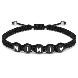 seensea Mimi Braided Bracelet Grandmother Adjustable Heart Link Bracelet for Grandma ID Bracelet Birthday Christmas Family Jewelry for Women (MIMI Bracelet)