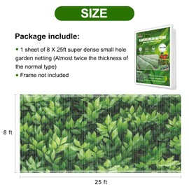 Garden Netting, Jevrench Durable Ultra Fine Garden Netting, Garden Plant Cover Row Cover Makes Plants, Vegetables, Fruits, and Flowers Grow Better (8ft x 25ft)