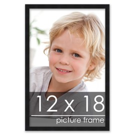Poster Palooza 12x18 Contemporary Black Complete Wood Picture Frame with UV Acrylic Plexiglass, Foam Board Backing & Hardware Included