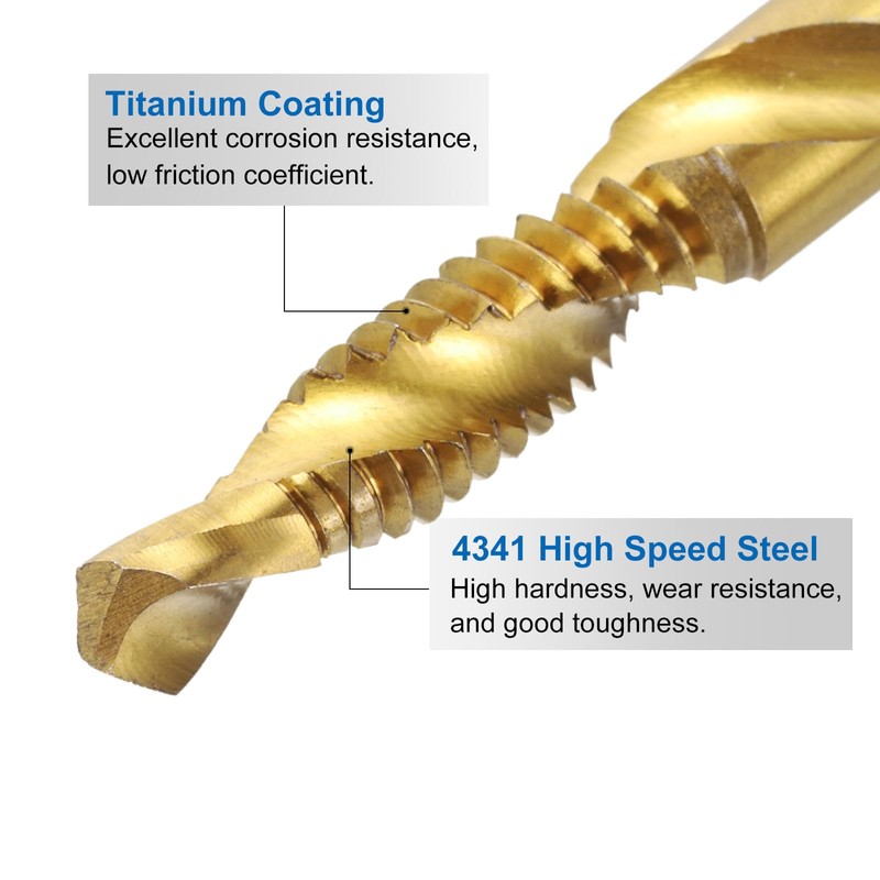sourcing map 6pcs Combination Drill Tap Bit Set 1/8-40 BSW