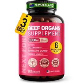 Next Form Beef Organ Supplement for Women 6 in 1 Complex Hormone Balance & Energy - 100% Grass Fed & Pasture Raised - Beef Liver, Kidney, Heart, Spleen, Pancreas and More - 180 Capsules