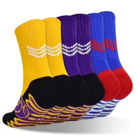 ELUTONG Atmungsaktive Sportsocken Kinder, 3 Paar Unisex Basketball Trainer Socken Kompressionsstretch Fußballsocken Outdoor für Jungen Mädchen 5-8 Jahre