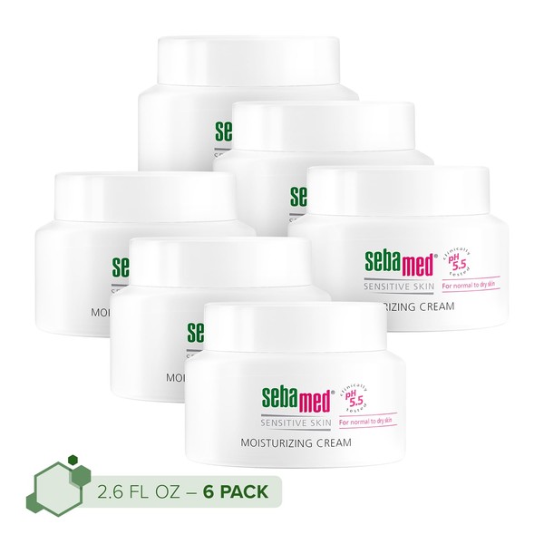 Sebamed Moisturizing Face Cream for Sensitive Skin Antioxidant pH 5.5 Vitamin E Hypoallergenic 2.6 Fluid Ounces (75mL) Ultra Hydrating Dermatologist Recommended Moisturizer (Pack of 6)