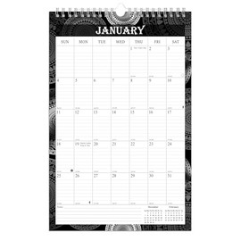2025-2026 Wall Calendar Spiral-bound Twin-Wire Binding - 18 Months Planner 8.5" x 11" - Large Ruled Blocks with Julian Dates - (Edition #09 B&W)