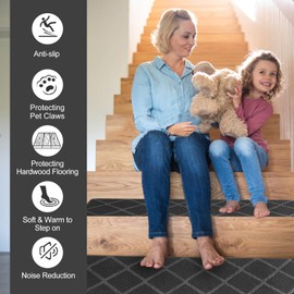 15-Pack Stair Treads Non Slip 30" x 8", Stair Treads for Wooden Steps Indoor, Carpet Stair Treads with Reusable Adhesive,Carpet Stair Treads for Kids Elders and Pets (Grey)