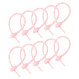 MECCANIXITY 12 Pack Silicone Cable Ties 6 Inch Reusable Zip Ties Silicone Twist Ties for Home Office Kitchen Organizer Food Bag Cord Key Management Light Pink