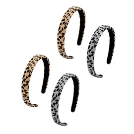 IWOWHERO 4Pcs Leopard Hair Hoop Wide Cloth Headbands for Women Stylish Hair Accessories for Daily Use Face Washing Breathable Lightweight Design Colors