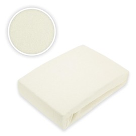 Exclusive home textile terry towelling fitted sheet premium brand., natural white, 140 - 160 x 200 cm