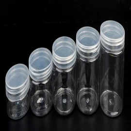 Round plastic container, powder portioning container, small item, transparent container / 원형 플라스틱통 가루 소분용기 소품 투명용기