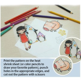 10 Pieces Sanded Shrink Plastic, shrink film paper, 20 decorative hanging rings