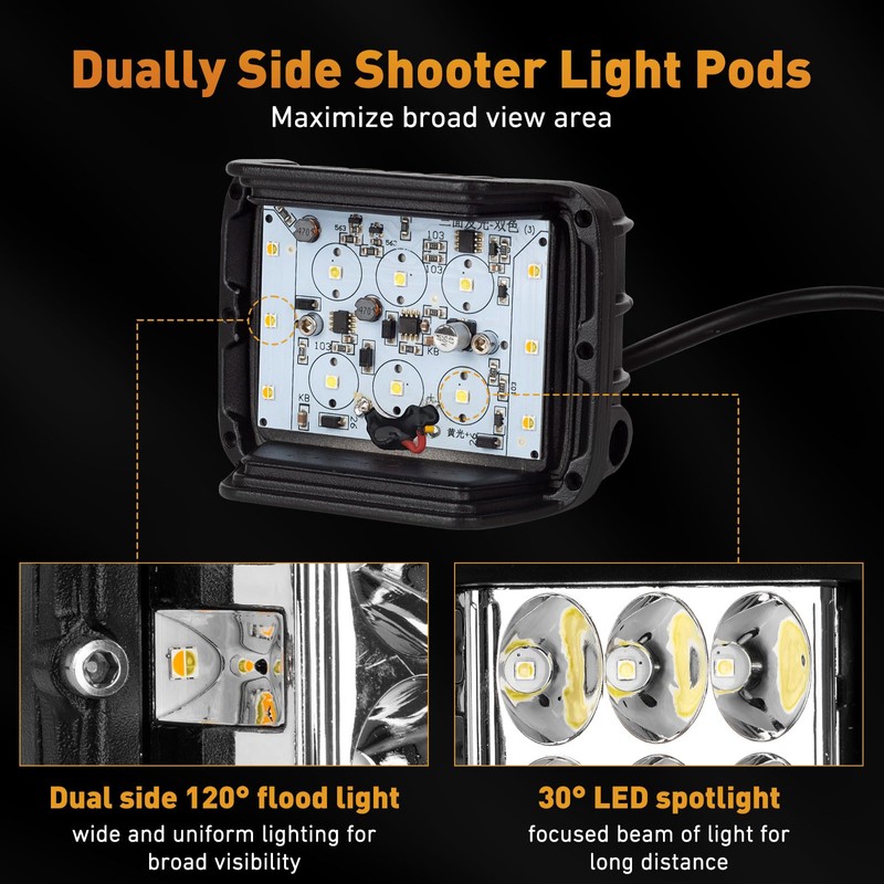 TALMYT 4 Inch Side Shooter Strobe Lights - Dual White