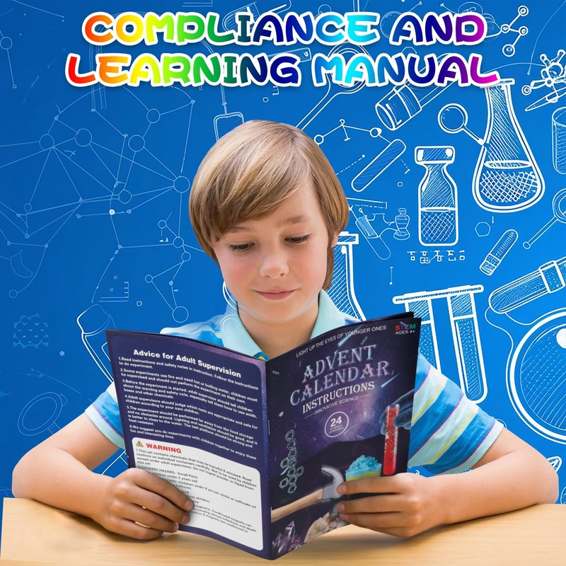 Science Experiment Advent Calendar 2024 for Kids with Adult Christmas