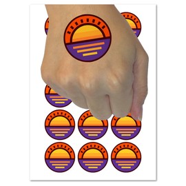 Sunset Over Water Temporary Tattoo Water Resistant Fake Body Art Set Collection - 15 2" Tattoos (1 Sheet)