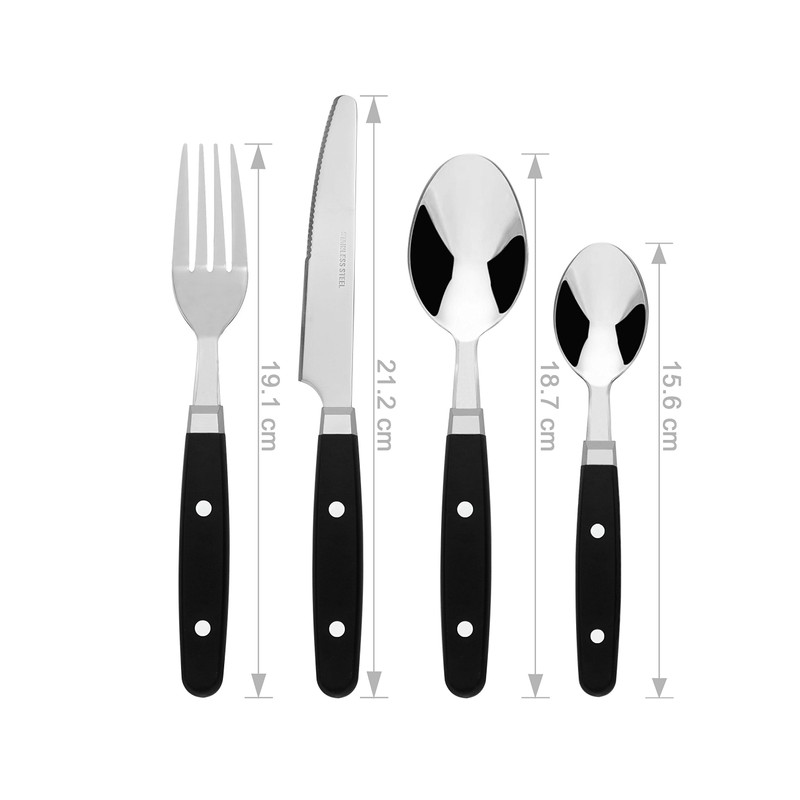 Bon Henley 16-Piece Stainless Steel Cutlery Set - Black
