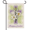 Texupday Happy Easter Religious Cross Lilies Decoration Spring Double Sided