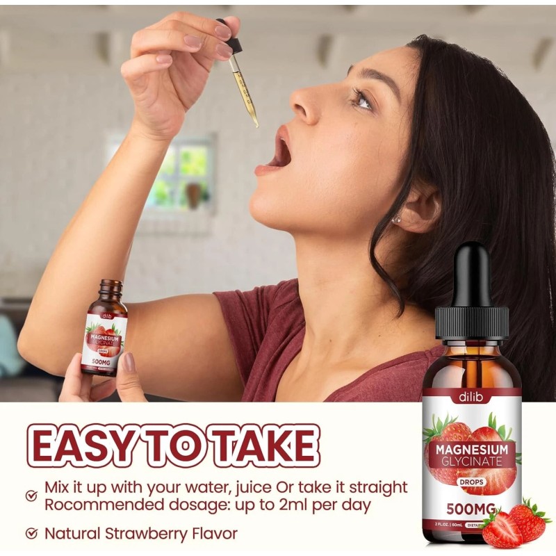 dilib Magnesium Glycinate Supplement, Liquid Magnesium Glycinate Liquid Drops 500mg-Su
