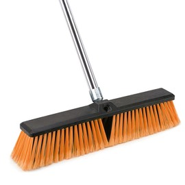 Diposiconx Push Broom Outdoor Heavy Duty Broom with 63" Long Handle for Deck Driveway Garage Yard Patio (Orange)