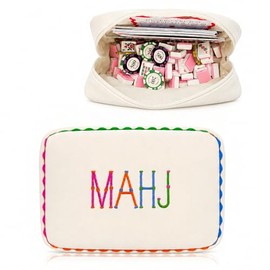 Bolsa vacía de azulejos Mahjong con cierre engrosada American Mahjong Rack Bolsas de almacenamiento para piezas de juego de mesa, juegos, fiesta, viajes, reuniones, accesorios, 10 x 6.8 x
