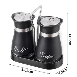 Black Salt and Pepper Pot Sets - Black Salt and Pepper Pots,Salt and Pepper Shaker Set,Pack of 2 Salt and Pepper Pots（Black）