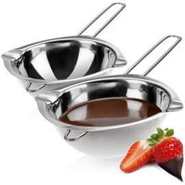 COM-FOUR® 2X Water Bath Melting Pot - Melting Bowl with 2 Spouts - Durable Water Bath Melting Bowl - Rustproof Stainless Steel (2 Pieces - 260ml)