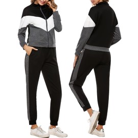 Women Long Sleeves Sweatsuit Sets Comfy Matching Tracksuit Set Workout Jogging Suit for Ladies Dark Grey XL