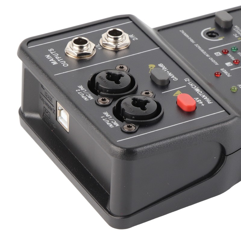 2 Channels Audio Mixer USB 48V Phantom Power Compact Sound
