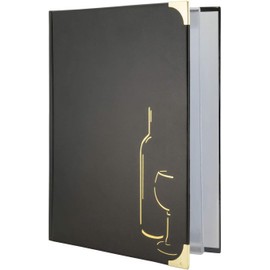 Securit Basic Range Wine Menu holder - Double-Sided Pocket Inserts - Elegant Sleek Design for Restaurants, Bars, and Events - (Black)