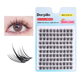 Derpilo Partial False Eyelashes, 100 Bundles, Matsueku, 3D False Eyelashes, Natural, Partial False Eyelashes, 0.05 mm, Ultra Fine Point, Popular, DIY False Eyelashes, Easy, For Beginners, Lightweight