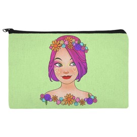 Classy Modern Day Hippie Flower Child Makeup Cosmetic Bag Organizer Pouch
