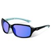 KastKing Alanta Polarized Sport Sunglasses,Gloss Black Sky Blue Frame, Smoke