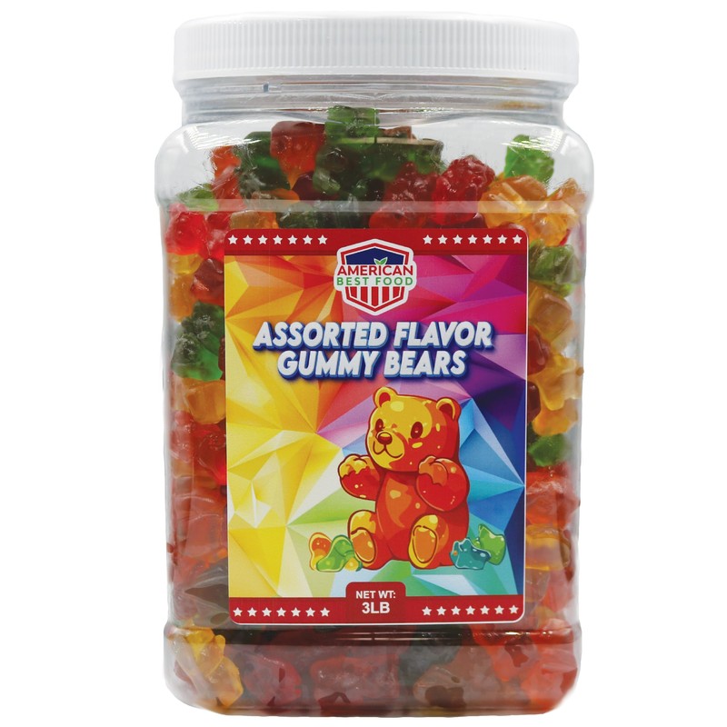 Gummy Bear 3LB In Plastic Clear Container (6 FLAVOR)