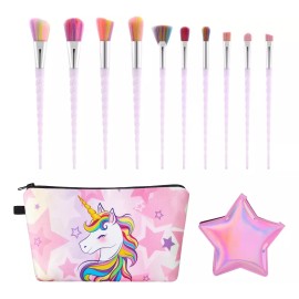 WERNNSAI Juego De Brochas De Maquillaje De Unicornio, 12 Brochas De M