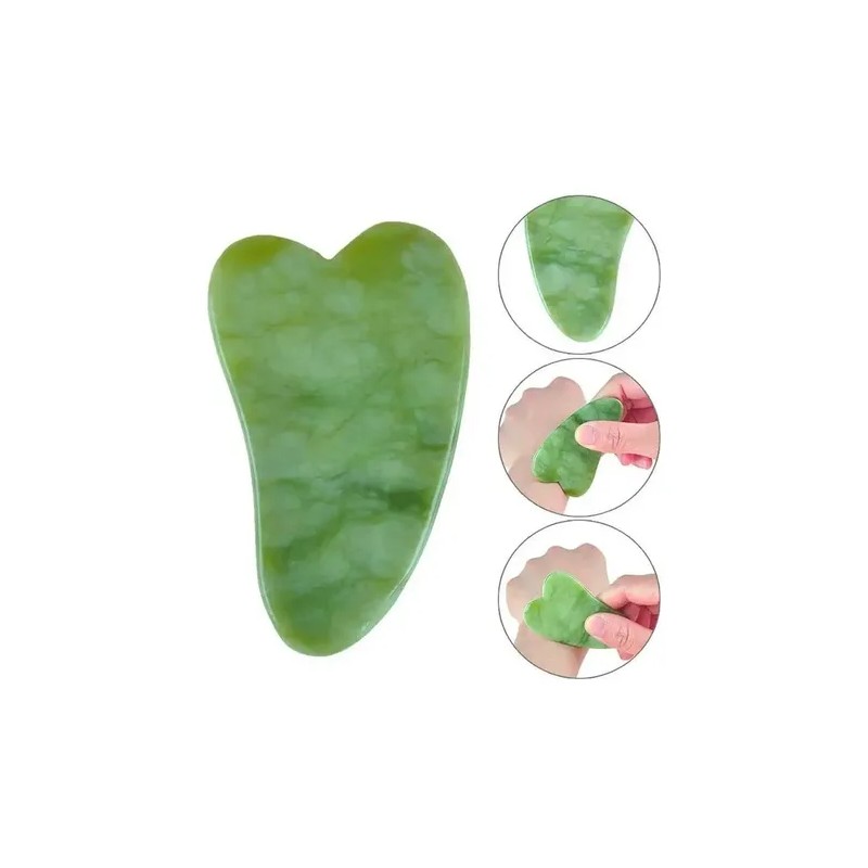 Set Rodillo Jade Y Piedra Gua Sha Jade Masajeadora Rostro