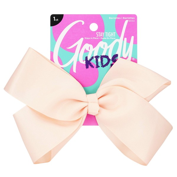 Goody Kids Large Bow Barette - Blush - Stay Tight Closure Help Keep Hairs In Place - Hair Accessories