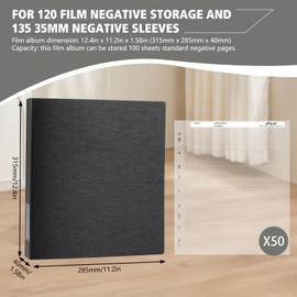 eTone Archival Storage Sheets 135 35mm Negative Page Preservers Sleeves with Film Album Ring Binder (50x135)