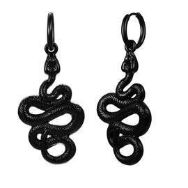 Stainless Steel Snake Earrings Black Gothic Punk Dangle Snake Earrings for Women Men Biker Party Jewelry Gift