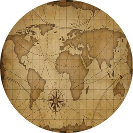 7.2x7.2ft Polyester Vintage World Map Arch Round Backdrop Stand Cover World Travel Photography Background Boys Baby Shower Birthday Party Decorations Adventure Travel Theme Birthday Banner Backdrop